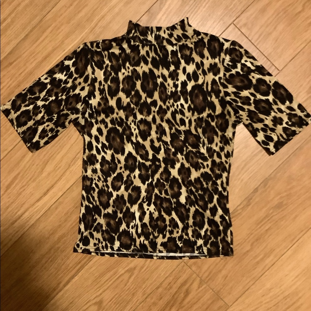 Leopard Turtleneck Crop Top, small